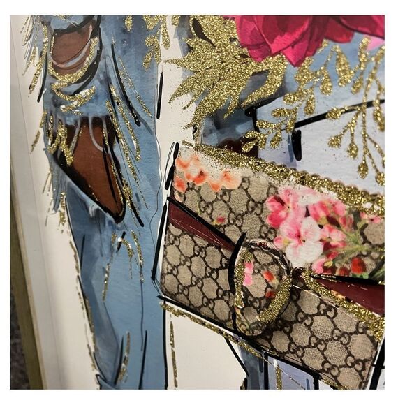Oliver Gal Glass Frame Fashion Designer Handbag Shopping Floral Spring Wall Art - Picture 3 of 9
